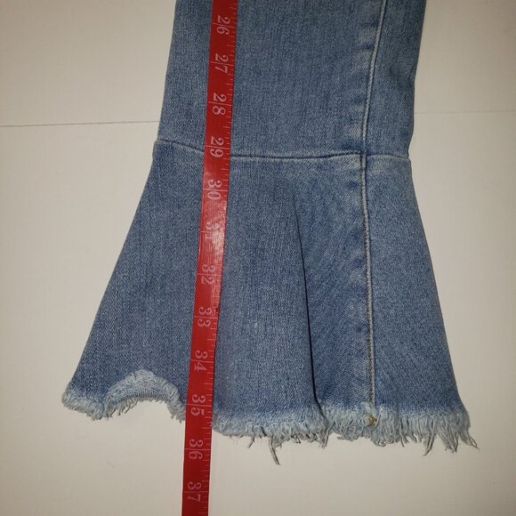 Frame Denim Le Skinny de Jeanne Women's Size 26 Raw Hem Flare Jeans Light Wash - Picture 6 of 16